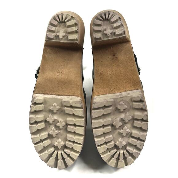 MIA Abba Swedish Wooden Clogs Black Leather Ankle Strap Size EU39 US8.5 New $120 - Picture 9 of 10